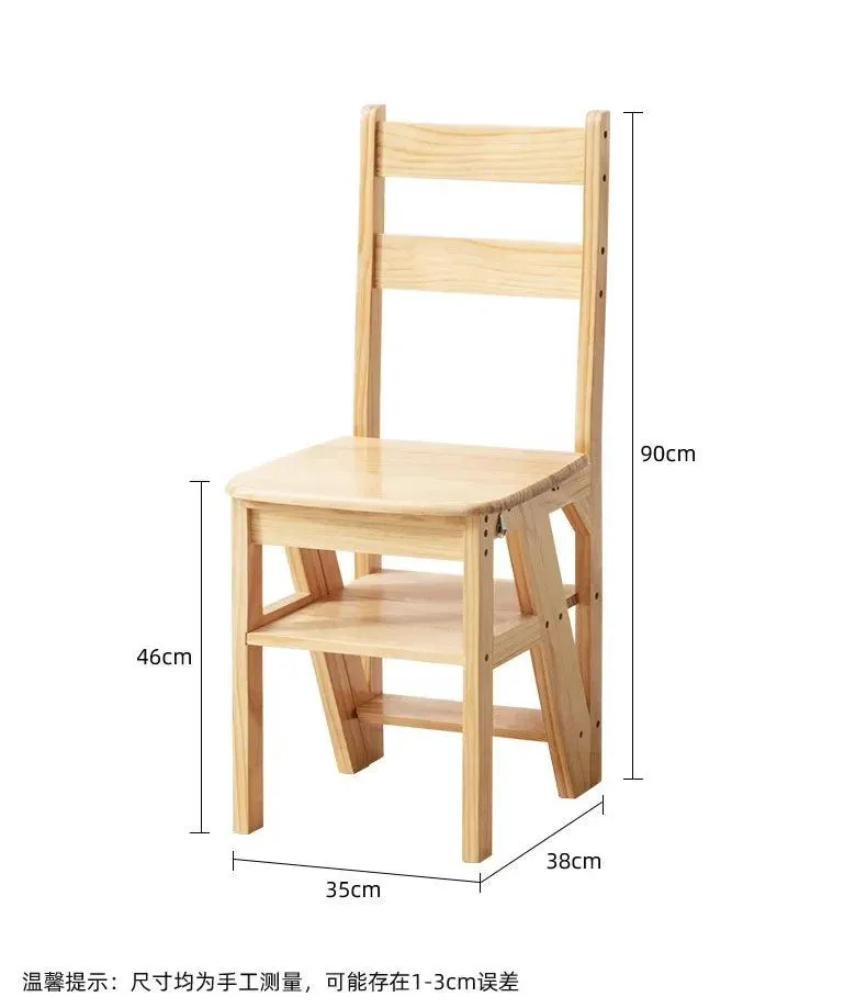 Solid Wood Ladder Chair | Folding Dual-Use Stool | Multi-Functional Indoor Furniture