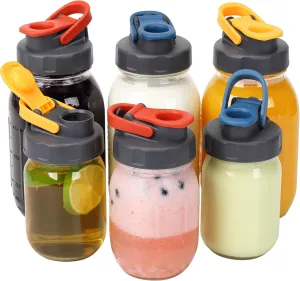 Soligt 6 Pack Mason Jar Lids, Regular Mouth Pour Spout Flip Cap Lids for Ball Brand Mason Jars, Leak Proof Airtight for Drinking Salad Dressing & Food Storing