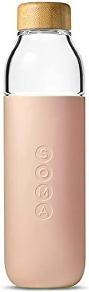Soma 17 oz. BPA-free Wide Mouth Glass Water Bottle with Silicone Sleeve, Blush (301-16-01)