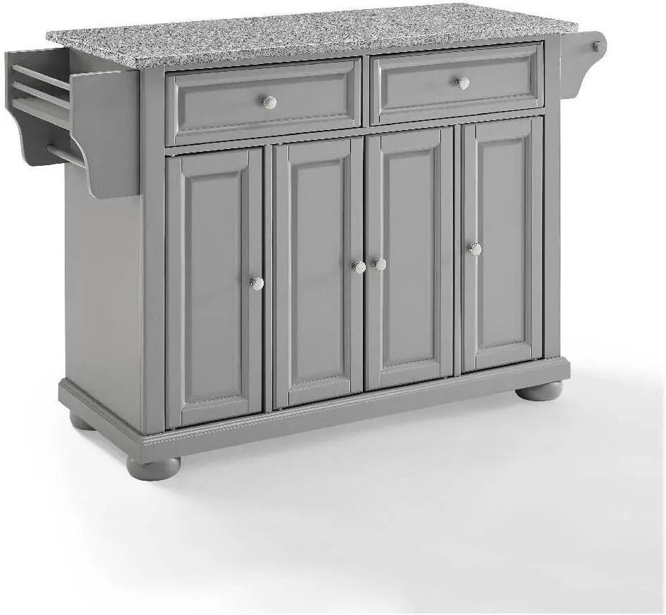 Sophisticated Simplicity Full Size Kitchen Island with Spacious Countertop, Portable Design, Modern Kitchen Furniture, Convenient Storage Drawers Gray/Granite Top