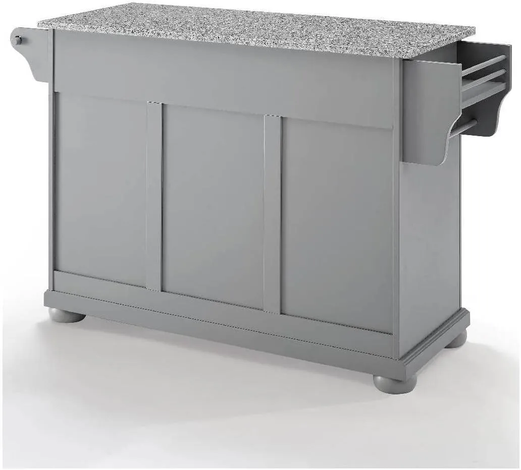 Sophisticated Simplicity Full Size Kitchen Island with Spacious Countertop, Portable Design, Modern Kitchen Furniture, Convenient Storage Drawers Gray/Granite Top