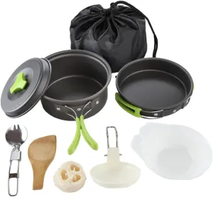Sosoport Cookware for Camping 1 Set Outdoor Pot Set Bowl and Utensils Non-Slip Handle for Outdoor and Home Cooking