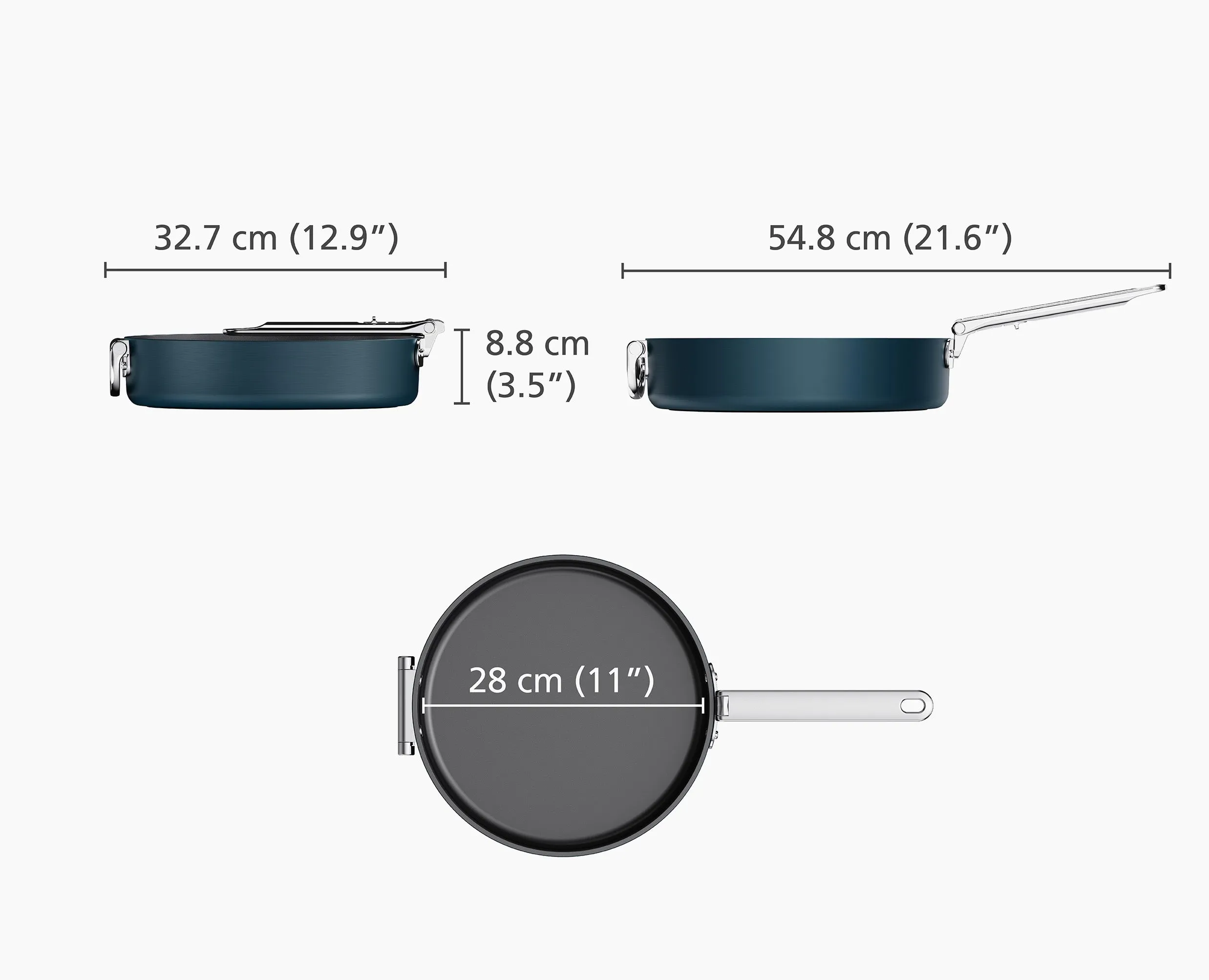 Space Folding Handle Ceramic Non-stick 28cm Blue Frying Pan