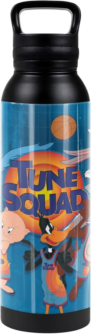 Space Jam OFFICIAL Toon Squad Group 24 oz Insulated Canteen Water Bottle, Leak Resistant, Vacuum Insulated Stainless Steel with Loop Cap, Black