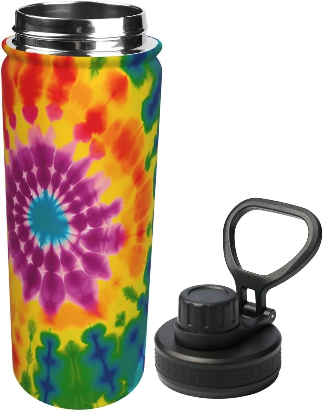 Sports Water Bottle Tie Dye Rainbow Insulated Stainless Steel Water Bottles, 18 oz Water Cup Flask for Fitness Outdoor Sports Gym Running