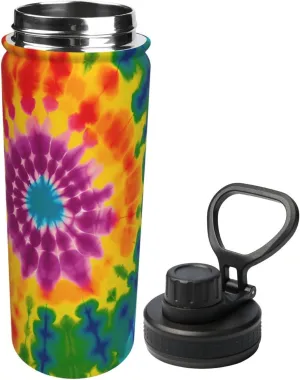 Sports Water Bottle Tie Dye Rainbow Insulated Stainless Steel Water Bottles, 18 oz Water Cup Flask for Fitness Outdoor Sports Gym Running