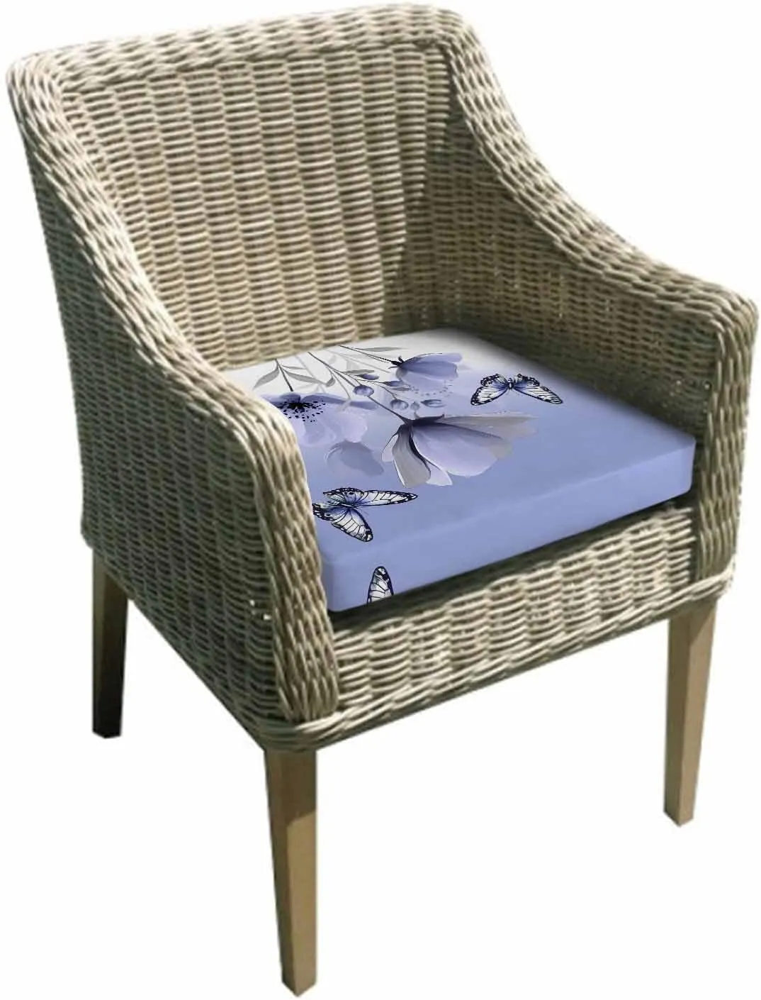 Spring Tulip Outdoor Cushion Chair Cover Set of 2 - Waterproof Couch Seat Covers, Watercolor Purple Flowers Butterfly Plants Patio Furniture Protector Cushions Slipcovers for Sofa/RV, 20"x18"x4"