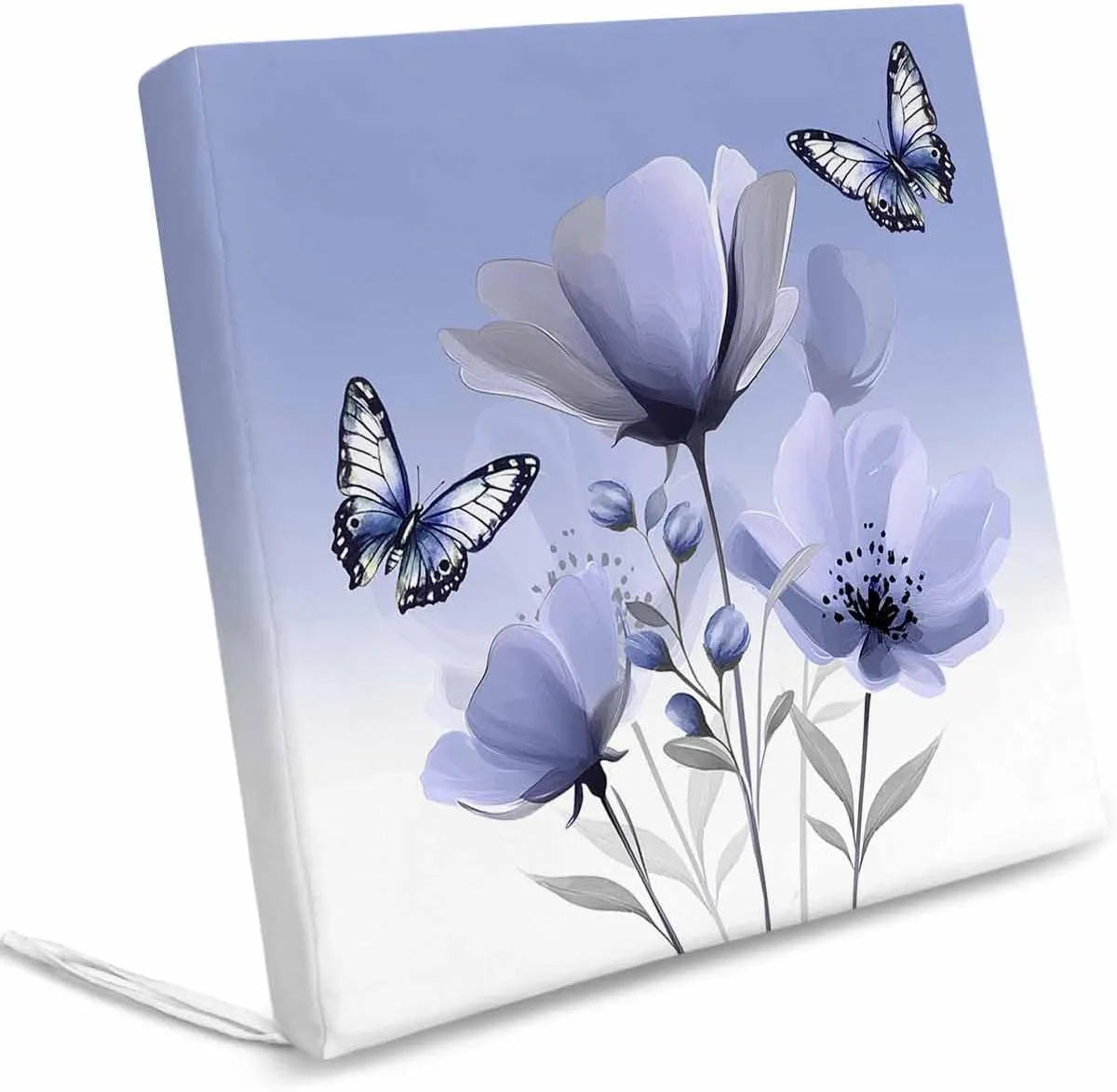 Spring Tulip Outdoor Cushion Chair Cover Set of 2 - Waterproof Couch Seat Covers, Watercolor Purple Flowers Butterfly Plants Patio Furniture Protector Cushions Slipcovers for Sofa/RV, 20"x18"x4"