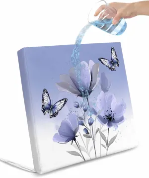 Spring Tulip Outdoor Cushion Chair Cover Set of 2 - Waterproof Couch Seat Covers, Watercolor Purple Flowers Butterfly Plants Patio Furniture Protector Cushions Slipcovers for Sofa/RV, 20"x18"x4"