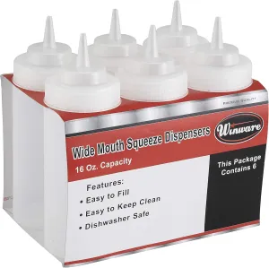 Squeeze Bottle, 16 Ounce, Wide Mouth, Plastic, RED (6 Pieces/Unit)