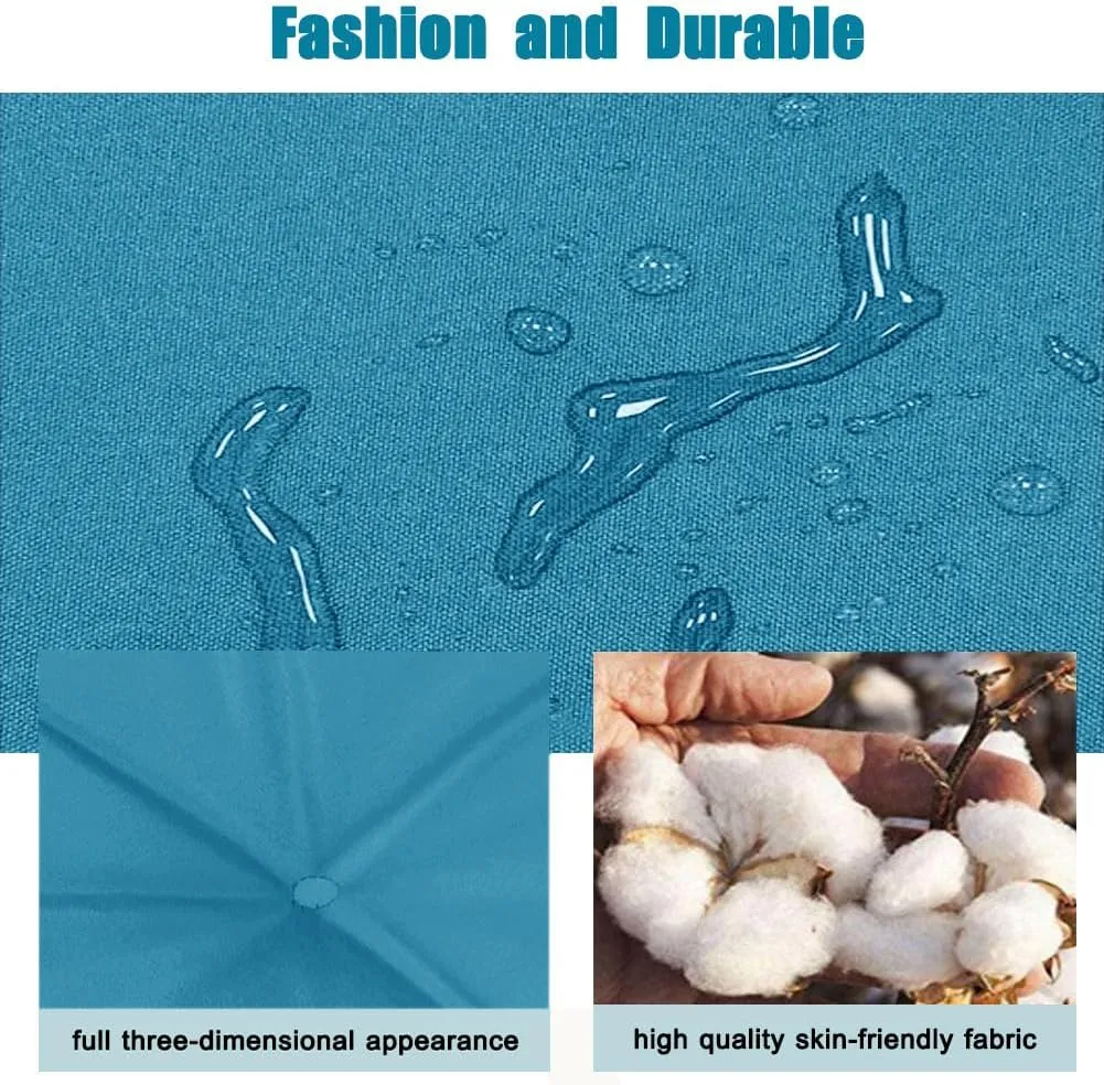 Srutirbo Waterproof Chaise Lounge Chair Cushions Long Bench Cushion for Outdoor Furniture, All Weather Replacement Indoor Outdoor Padded Recliner Chair Cushion with String Ties (Blue)