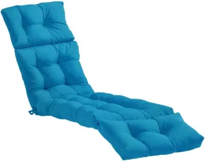 Srutirbo Waterproof Chaise Lounge Chair Cushions Long Bench Cushion for Outdoor Furniture, All Weather Replacement Indoor Outdoor Padded Recliner Chair Cushion with String Ties (Blue)