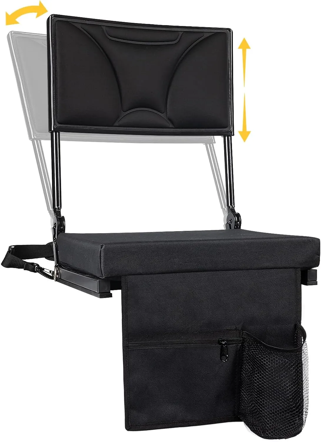 Stadium Seats with Back Support, Adjustable High Back & Angles Bleacher Chairs with Back and Cushion Wide, Padded Portable Stadium Chairs with Shoulder Strap, Perfect for Sports Events