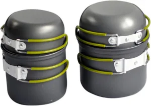 Stainless Camping Cookware Set 4 Piece Cookware Set Outdoor Cooking Kit for 2-3 People Heat Resistant for Camping Hiking and Outdoor Survival
