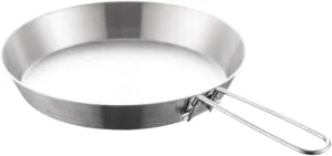 Stainless Steel Camping Fry Pan with Foldable Handle - Lightweight Portable Non-Stick Skillet for Outdoor Cooking- 20cm