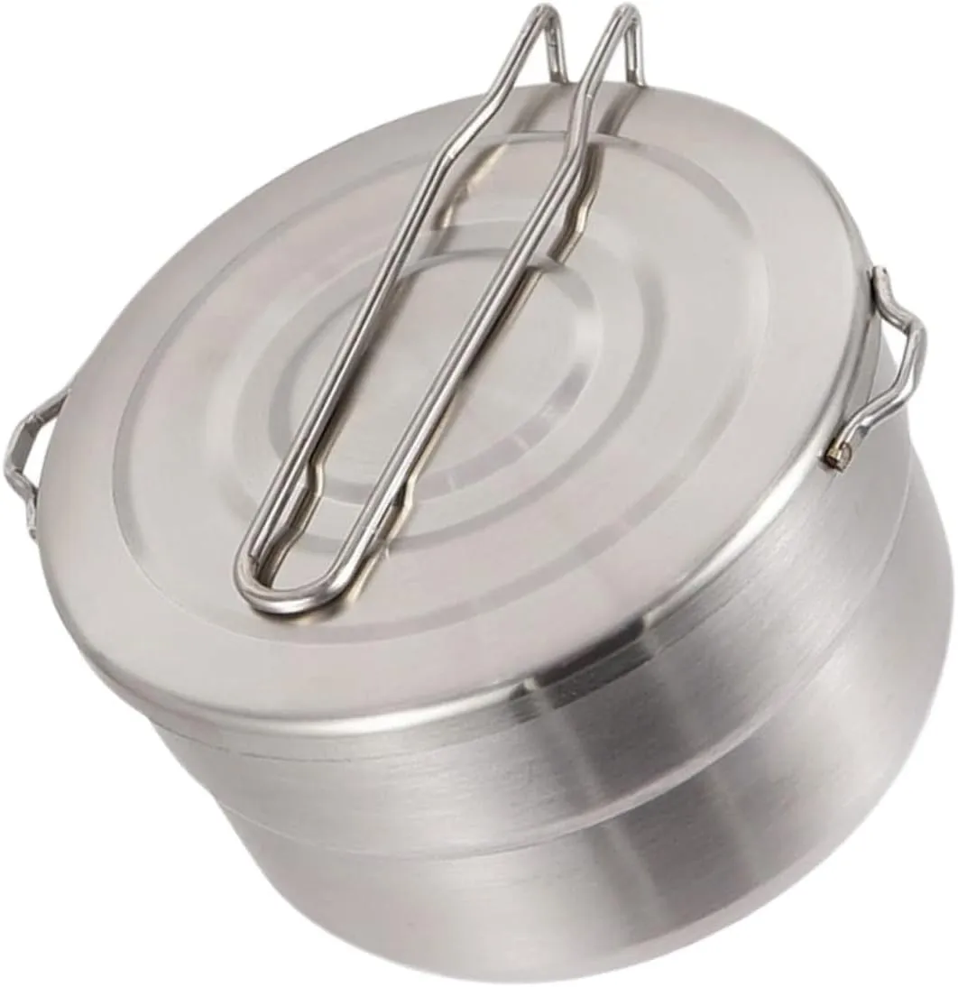 Stainless Steel Portable Camping Pot Hiking Cookware for Backpacking Compact Design High Durability Easy to Carry for Outdoor Cooking and Picnics