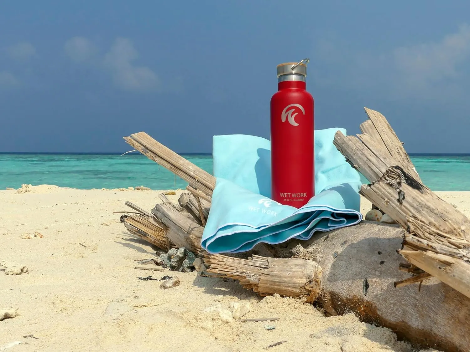 Stainless Steel Water Bottle for Hot and Cold Drinks - Double Wall Insulated Thermos for Water, Soda, Coffee, Tea with Wide Mouth, Metal Handle, Bamboo Top - Great for Travel, Hiking, Camping