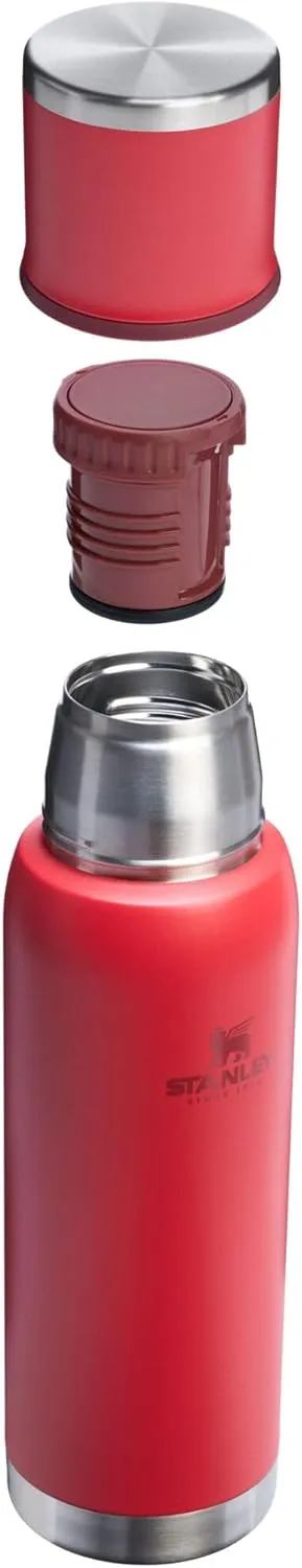 Stanley Adventure-To-Go Vacuum Bottle 1.1 qt | Wide Mouth with Leakproof Cup Lid | Keep Drinks Hot or Cold | Packable for Travel | Insulated Stainless Steel Thermos | BPA-Free | Chili Red