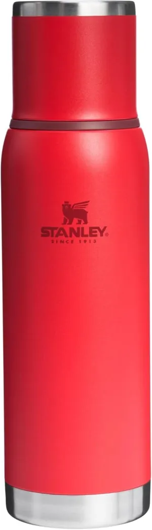 Stanley Adventure-To-Go Vacuum Bottle 1.1 qt | Wide Mouth with Leakproof Cup Lid | Keep Drinks Hot or Cold | Packable for Travel | Insulated Stainless Steel Thermos | BPA-Free | Chili Red
