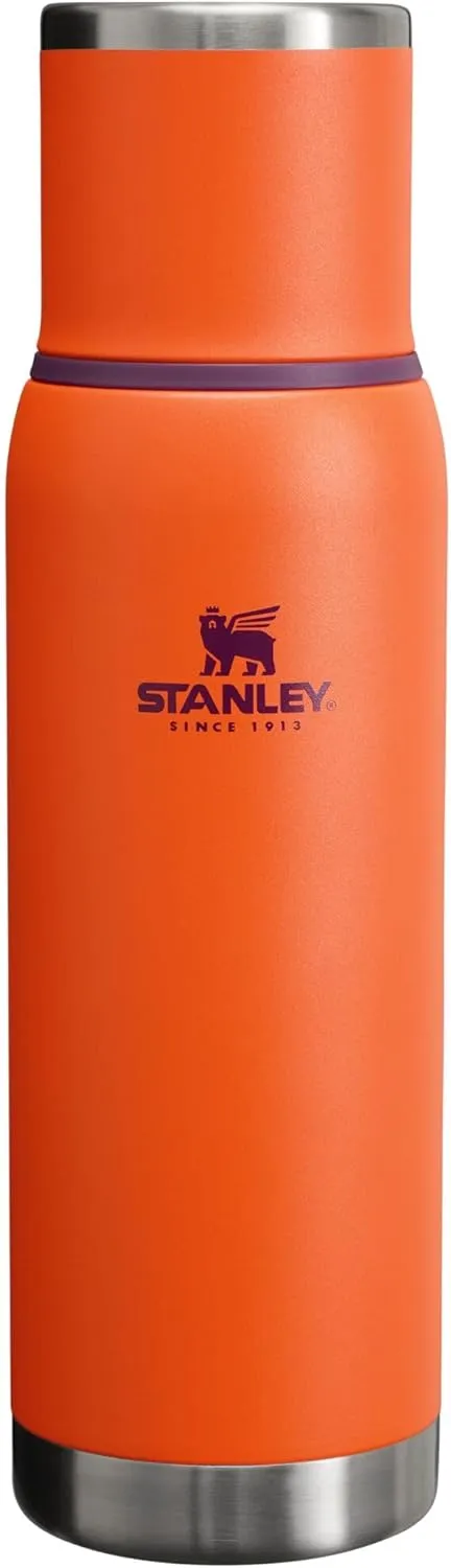 Stanley Adventure-To-Go Vacuum Bottle 1.1 qt | Wide Mouth with Leakproof Cup Lid | Keep Drinks Hot or Cold | Packable for Travel | Insulated Stainless Steel Thermos | BPA-Free | Tigerlily plum