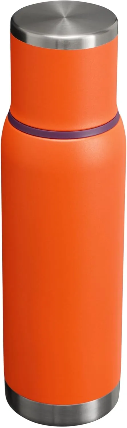 Stanley Adventure-To-Go Vacuum Bottle 1.1 qt | Wide Mouth with Leakproof Cup Lid | Keep Drinks Hot or Cold | Packable for Travel | Insulated Stainless Steel Thermos | BPA-Free | Tigerlily plum