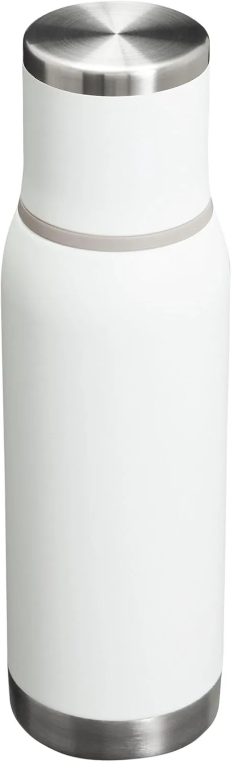Stanley Adventure-To-Go Vacuum Bottle 25 oz | Wide Mouth with Leakproof Cup Lid | Keep Drinks Hot or Cold | Packable for Travel | Insulated Stainless Steel Thermos | BPA-Free | Frost White
