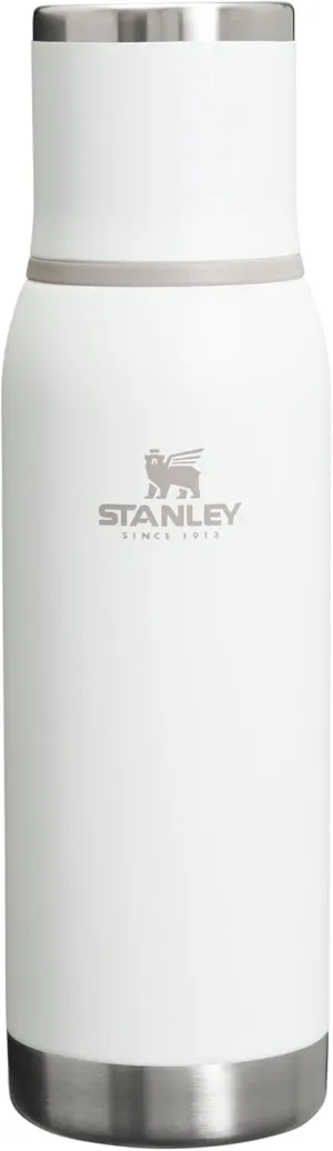 Stanley Adventure-To-Go Vacuum Bottle 25 oz | Wide Mouth with Leakproof Cup Lid | Keep Drinks Hot or Cold | Packable for Travel | Insulated Stainless Steel Thermos | BPA-Free | Frost White