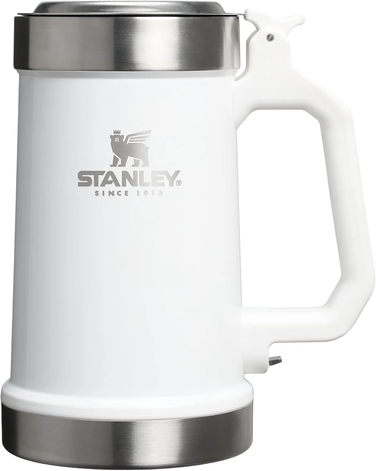 Stanley Classic Bottle Opener Beer Stein 24 oz | Flip Up Lid and Heavy Duty Handle with Built In Bottle Opener | Insulated Stainless Steel Beer Mug | BPA-Free | Cream Gloss