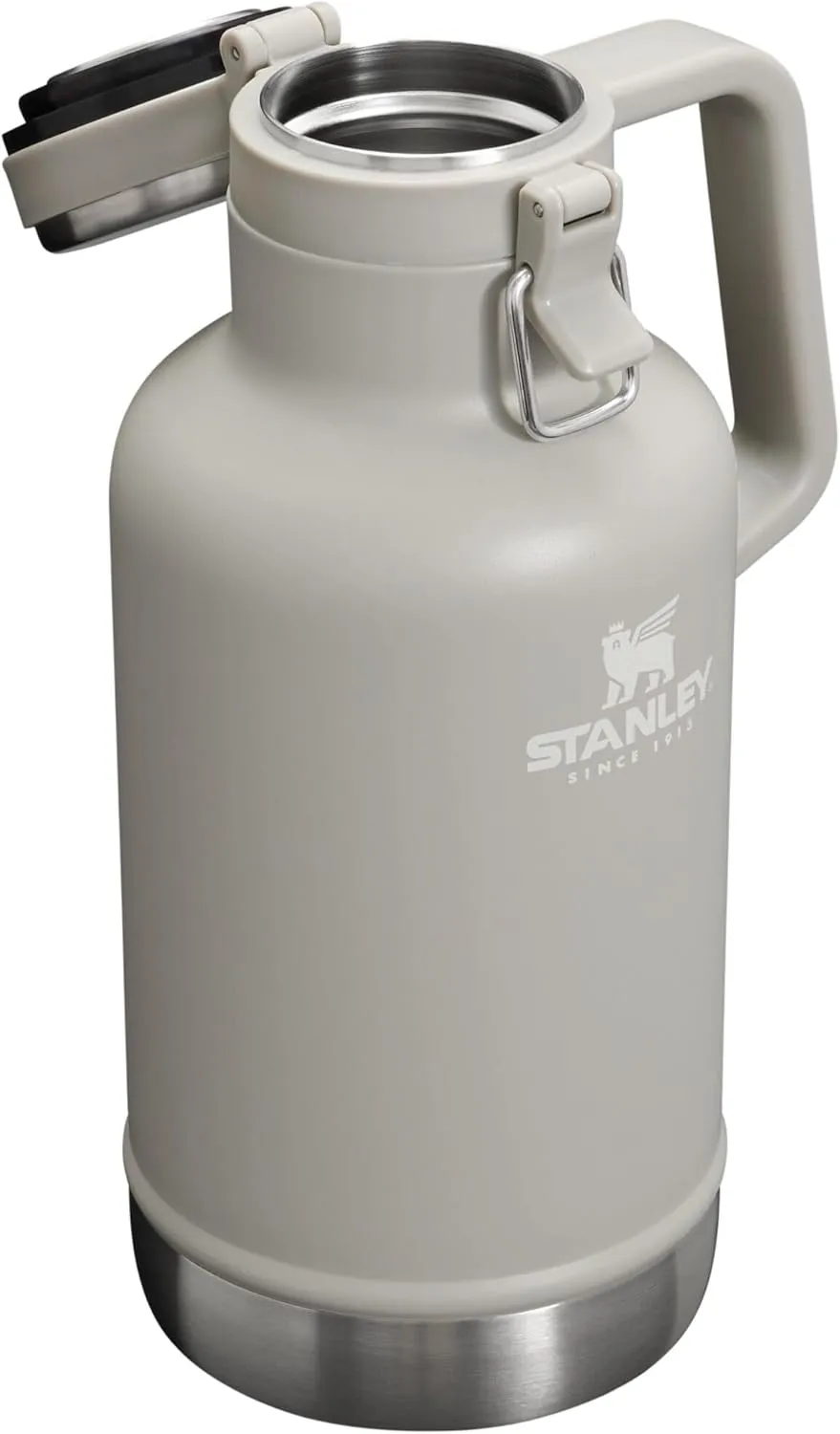 Stanley Classic Easy-Pour Growler 64 oz | Keeps Beer Cold or Coffee Hot | Leakproof Steel Lined Lid and Easy to Carry Handle | Insulated Stainless Steel | BPA-Free | Ash