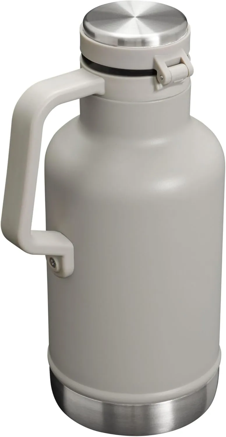 Stanley Classic Easy-Pour Growler 64 oz | Keeps Beer Cold or Coffee Hot | Leakproof Steel Lined Lid and Easy to Carry Handle | Insulated Stainless Steel | BPA-Free | Ash