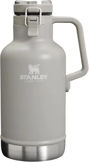 Stanley Classic Easy-Pour Growler 64 oz | Keeps Beer Cold or Coffee Hot | Leakproof Steel Lined Lid and Easy to Carry Handle | Insulated Stainless Steel | BPA-Free | Ash