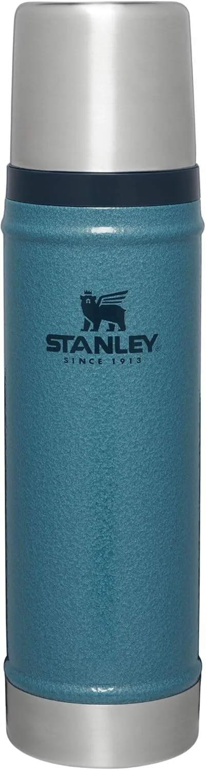 Stanley Classic Legendary Vacuum Bottle 20 oz | Wide Mouth with Leakproof Cup Lid | Keep Drinks Hot or Cold | Packable for Travel | Insulated Stainless Steel Thermos | BPA-Free | Hammertone Lake