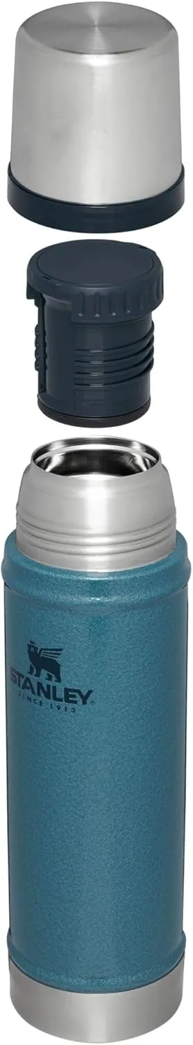 Stanley Classic Legendary Vacuum Bottle 20 oz | Wide Mouth with Leakproof Cup Lid | Keep Drinks Hot or Cold | Packable for Travel | Insulated Stainless Steel Thermos | BPA-Free | Hammertone Lake