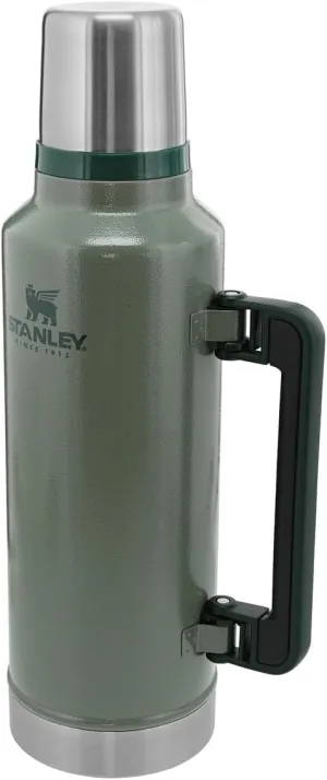 Stanley Classic Vacuum Insulated Wide Mouth Bottle - Hammertone Green - BPA-Free 18/8 Stainless Steel Thermos for Cold & Hot Beverages - 2.0 QT
