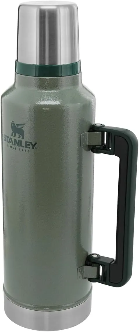 Stanley Classic Vacuum Insulated Wide Mouth Bottle - Hammertone Green - BPA-Free 18/8 Stainless Steel Thermos for Cold & Hot Beverages - 2.0 QT