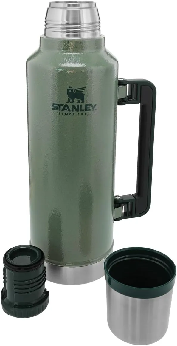 Stanley Classic Vacuum Insulated Wide Mouth Bottle - Hammertone Green - BPA-Free 18/8 Stainless Steel Thermos for Cold & Hot Beverages - 2.0 QT