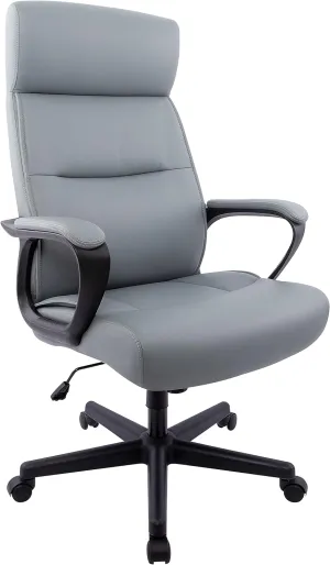 Staples Rutherford Ergonomic Manager & Executive Office Chair, High Back Swivel, Adjustable Height, Luxura Faux Leather, Gray