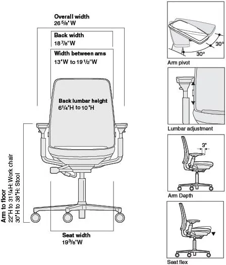 Steelcase Amia Task Chair: Black Frame/Polished Aluminum Base - 4 Way Adjustable Arms - Hard Floor Casters