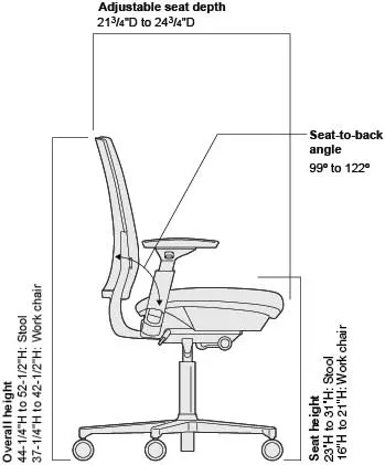 Steelcase Amia Task Chair: Black Frame/Polished Aluminum Base - 4 Way Adjustable Arms - Hard Floor Casters