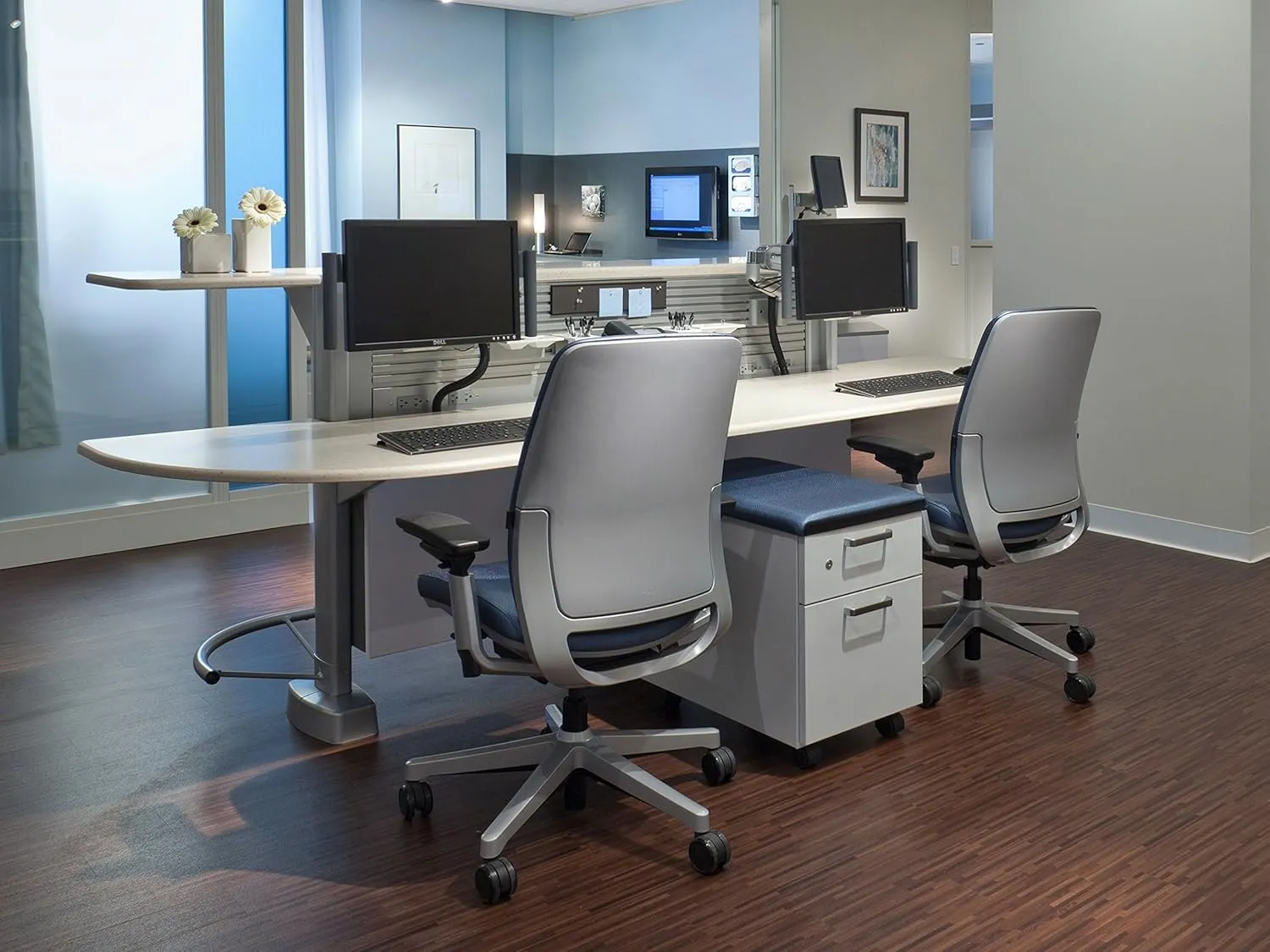 Steelcase Amia Task Chair: Black Frame/Polished Aluminum Base - 4 Way Adjustable Arms - Hard Floor Casters