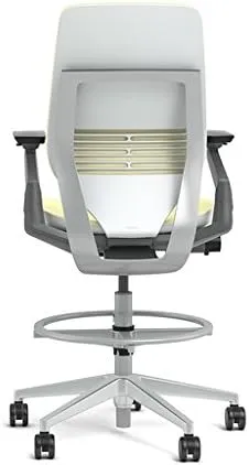 Steelcase Gesture 442 Stool Chair - Cogent: Connect Malt Fabric, Wrapped Back, Light on Light Frame, Polished Aluminum Base, Wheels for Hard Flooring
