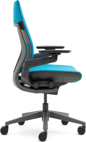 Steelcase Gesture Office Chair - Cogent: Connect Concord Fabric, Low Seat Height, Wrapped Back, Dark on Dark Frame, Lumbar Support