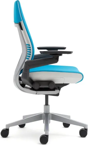 Steelcase Gesture Office Chair - Cogent: Connect Tangerine Fabric, Low Seat Height, Shell Back, Light on Light Frame, Lumbar Support