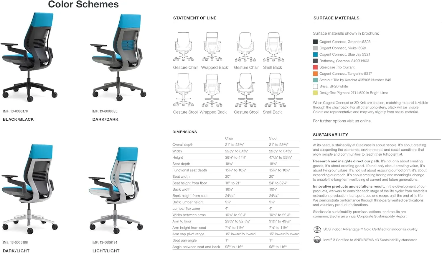 Steelcase Gesture Office Chair - Cogent: Connect Tangerine Fabric, Low Seat Height, Shell Back, Light on Light Frame, Lumbar Support