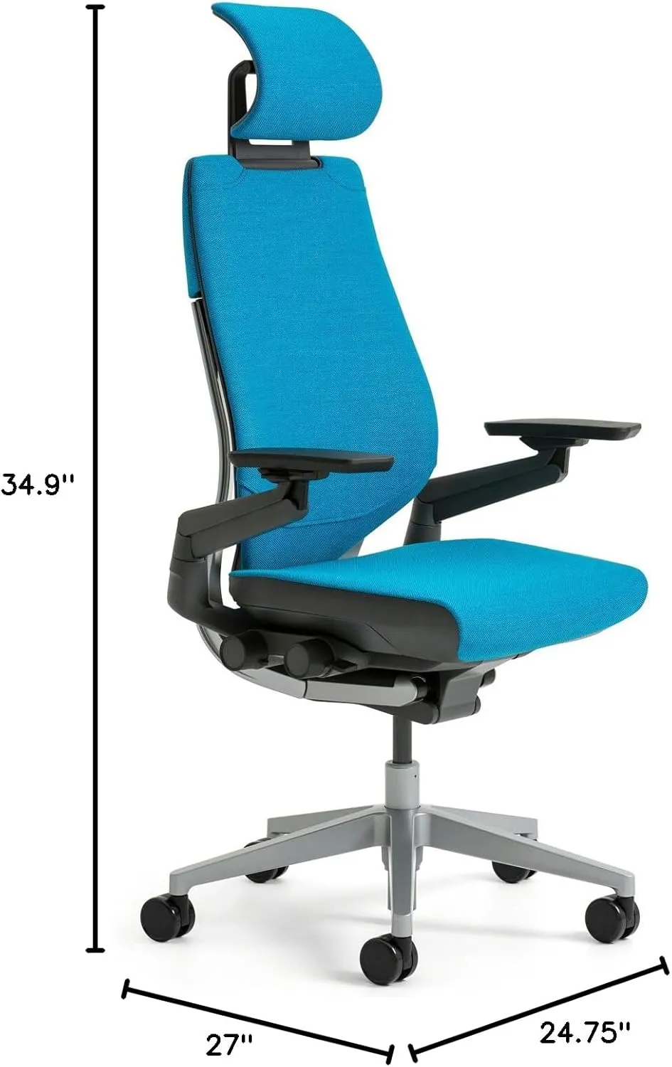 Steelcase Gesture Office Desk Chair with Headrest Cogent Connect Canary 5S98 Fabric Low Black Frame
