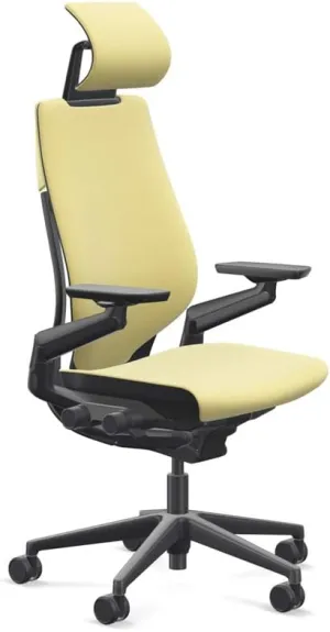 Steelcase Gesture Office Desk Chair with Headrest Cogent Connect Canary 5S98 Fabric Low Black Frame