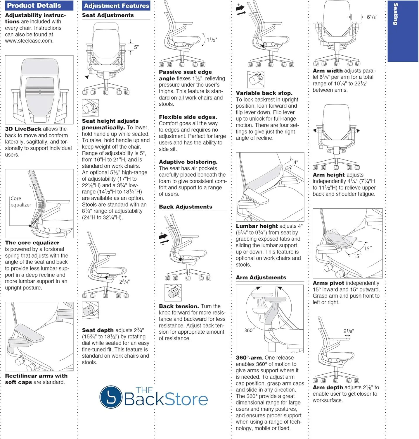 Steelcase Gesture Office Desk Chair with Headrest Cogent Connect Canary 5S98 Fabric Low Black Frame