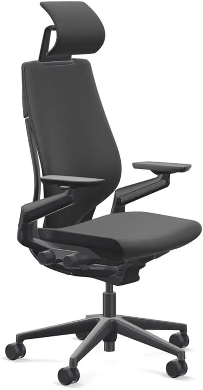 Steelcase Gesture Office Desk Chair with Headrest Cogent Connect Licorice 5S26 Fabric Low Black Frame