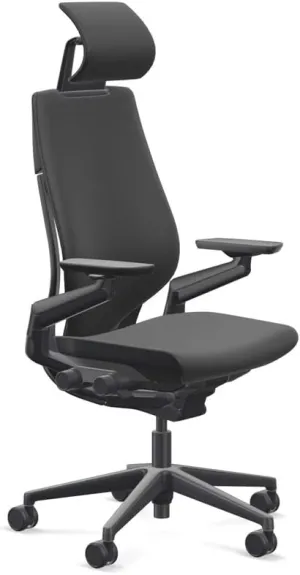 Steelcase Gesture Office Desk Chair with Headrest Cogent Connect Licorice 5S26 Fabric Low Black Frame