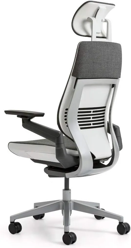 Steelcase Gesture Office Desk Chair with Headrest Plus Lumbar Support Bo Peep Brown Sugar Fabric Low Platinum Metallic Frame (Light/Light) Hard Floor Casters